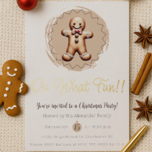 Oh What Fun Gingerbread Man Holiday Party   White