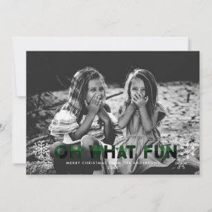Oh What Fun Green Buffalo Plaid Christmas Card
