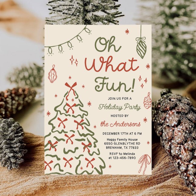 Oh What Fun Hand Drawn Christmas Holiday Party Invitation (Creator Uploaded)