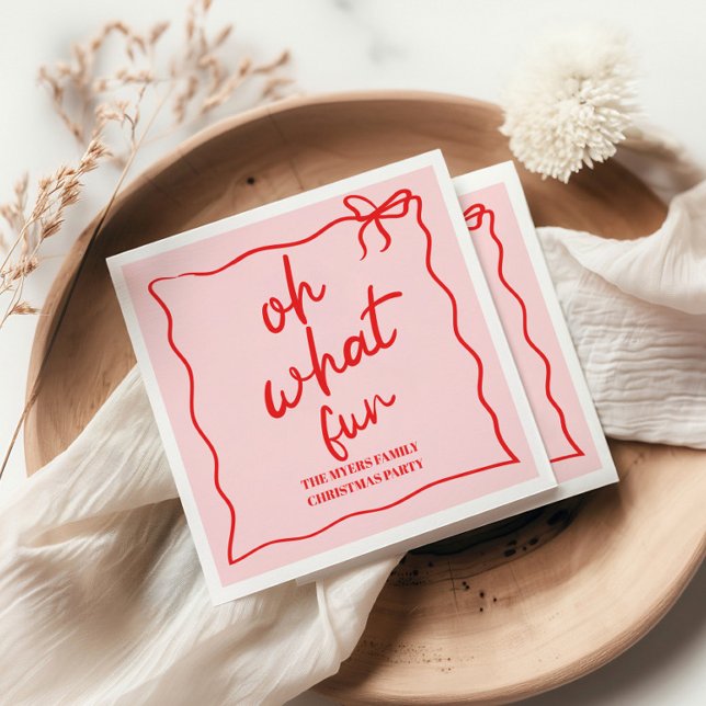 Oh What Fun Hand drawn Christmas Party Napkin (Creator Uploaded)