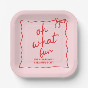 Oh What Fun Hand drawn Christmas Party Paper Plate