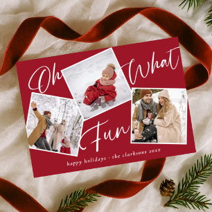 Oh What Fun Happy Holidays Candy Cane Photo Holiday Card
