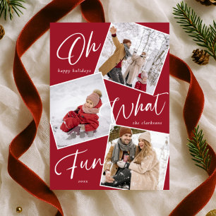 Oh What Fun Happy Holidays Candy Cane Photo Holiday Card