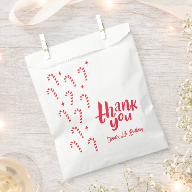 Oh What fun Holiday Candy Cane Birthday Favour Bag (Clipped)