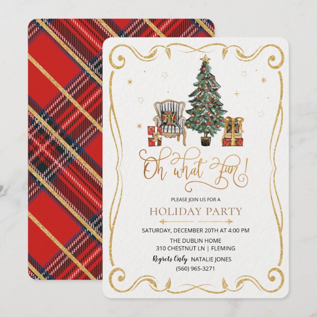Oh What Fun Holiday Christmas Party Invitation (Front/Back)