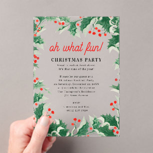 Oh What Fun! Holiday Kids Christmas Party Acrylic Invitations
