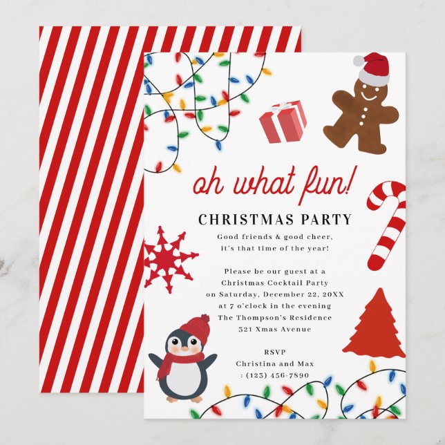 Oh What Fun! Holiday Kids Christmas Party Invitation (Front/Back)