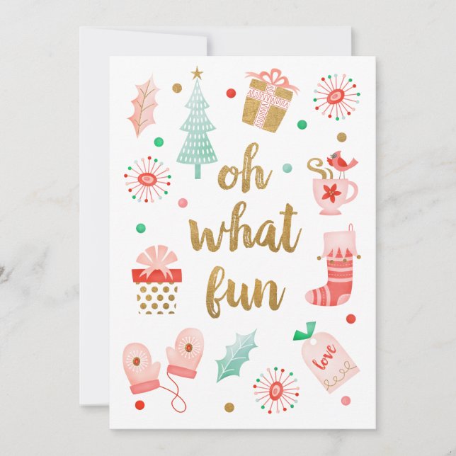 Oh What Fun Holiday Script Photo Card (Front)