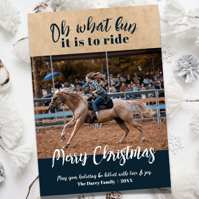 Oh What Fun Horse Rodeo Carte photo de Noël (Créateur téléchargé)