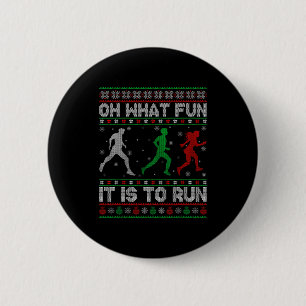 Oh What Fun Is It To Run Ugly Christmas Sweater Ru 2 Inch Round Button
