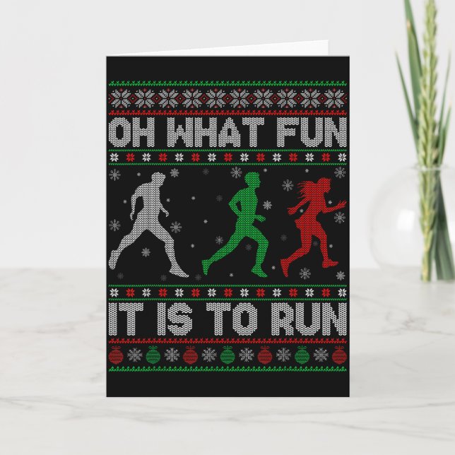 Oh What Fun Is It To Run Ugly Christmas Sweater Ru Card (Front)