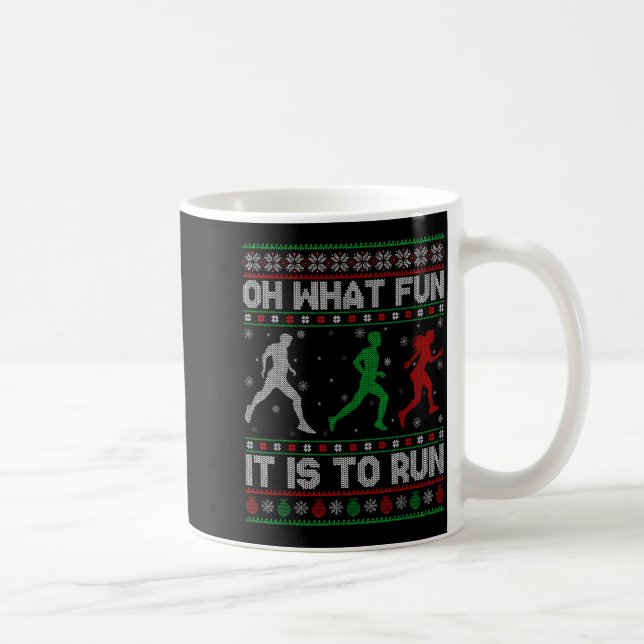 Oh What Fun Is It To Run Ugly Christmas Sweater Ru Coffee Mug (Right)