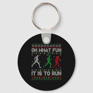 Oh What Fun Is It To Run Ugly Christmas Sweater Ru Keychain