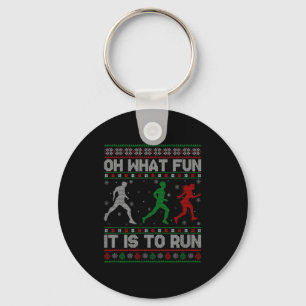 Oh What Fun Is It To Run Ugly Christmas Sweater Ru Keychain