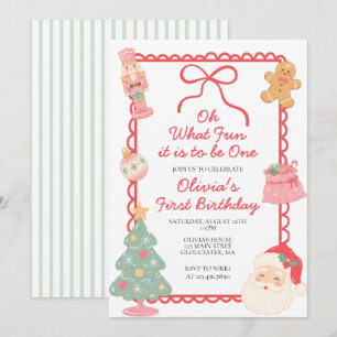 Oh What Fun it is to be One Christmas 1st birthday Invitation