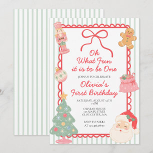 Oh What Fun it is to be One Christmas 1st birthday Invitation
