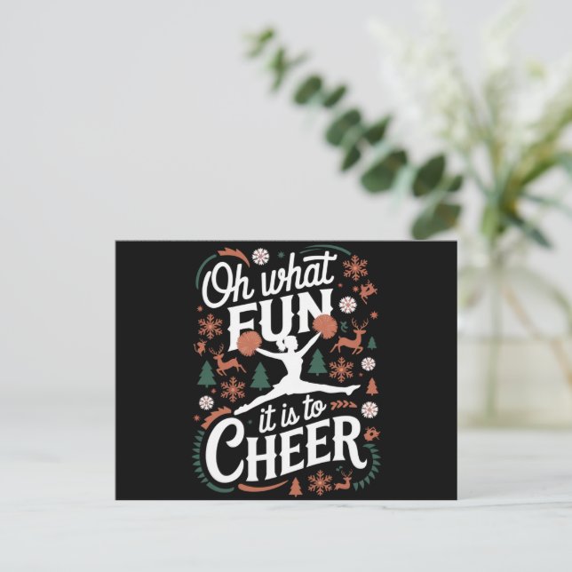 Oh What Fun It Is To Cheer Ugly Cheerleading Xmas Holiday Postcard (Standing Front)