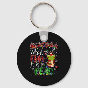Oh What Fun It Is To Read Book Librarian Teacher C Keychain