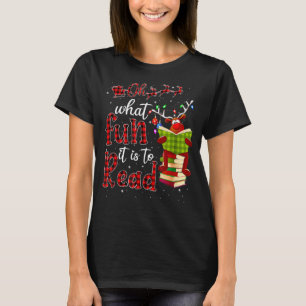 Oh What Fun It Is To Read Christmas Cute Reindeer  T-Shirt