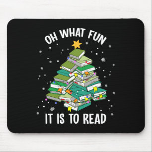 Oh What Fun It Is To Read Christmas Tree Book Love Mouse Pad