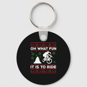 Oh What Fun It Is To Ride Bicycle Christmas Keychain