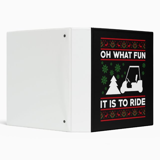 Oh What Fun It Is To Ride Golf Cart Christmas Binder (Background)