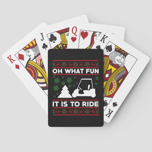 Oh What Fun It Is To Ride Golf Cart Christmas Playing Cards (Back)