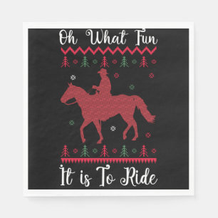 Oh What Fun It Is To Ride Horse Christmas Napkin