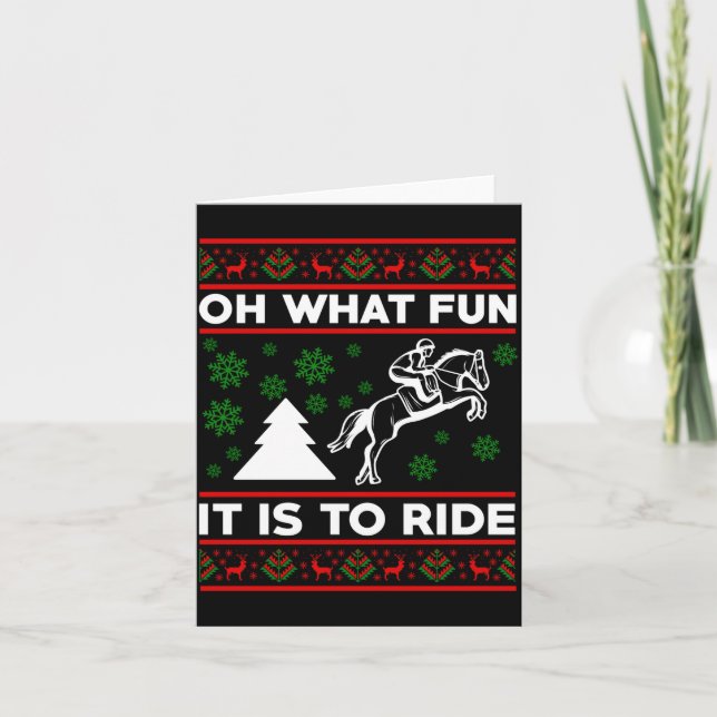 Oh What Fun It Is To Ride Horse Ugly Christmas Bab Card (Front)