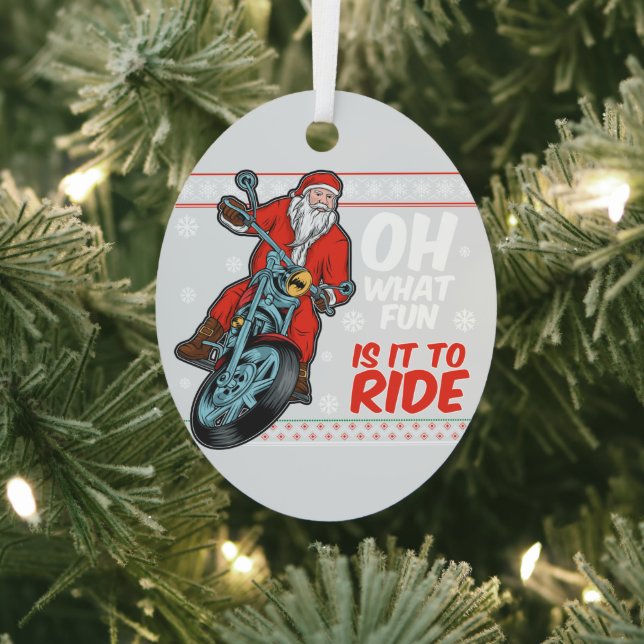 Oh What Fun It Is To Ride Santa On Motorbike Metal Ornament (Insitu)