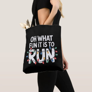 Oh What Fun It Is To Run Christmas Lights Runner Tote Bag
