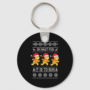 Oh What Fun It Is To Run Gingerbread Running Ugly  Keychain