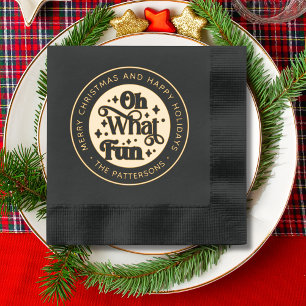 Oh What Fun Merry Christmas Happy Holidays Foil Napkins