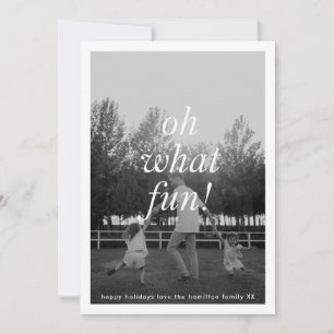 oh what fun minimal type photo holiday card
