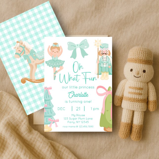 Oh What Fun Mint Nutcracker Birthday Invitation (Creator Uploaded)