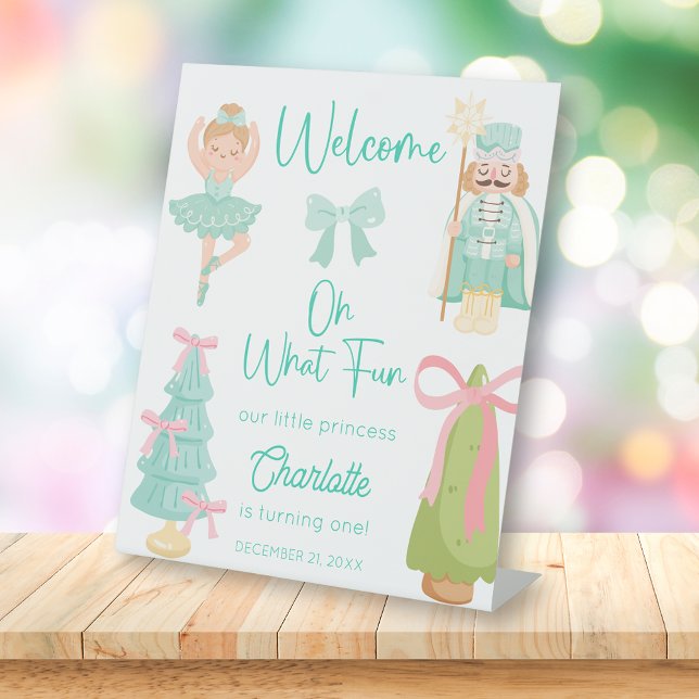 Oh What Fun Mint Nutcracker Birthday Welcome Pedestal Sign (Creator Uploaded)
