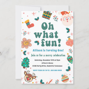 Oh What Fun Noël Anniversaire Paty Invitation