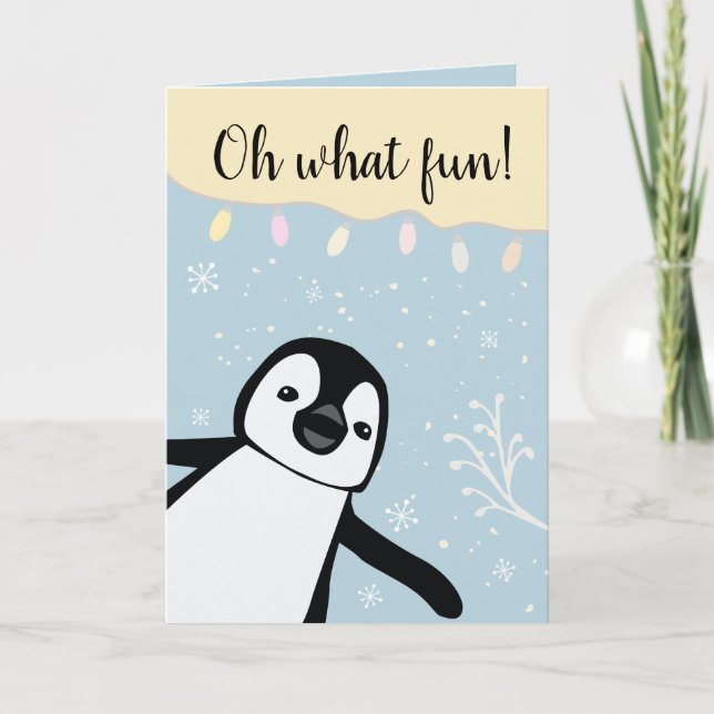 Oh What Fun | Penguin | Family Christmas | Photo Card (Front)