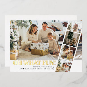 Oh What Fun Personalized Christmas Foil Holiday Card