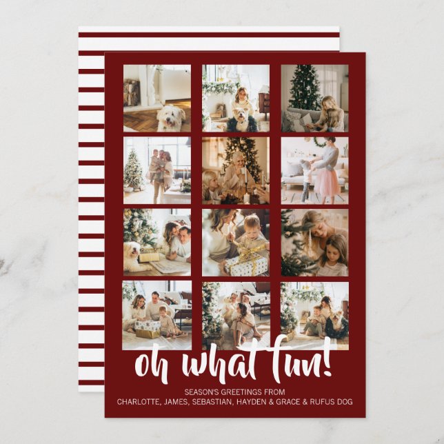 Oh What Fun Photo Christmas Personalized Holiday Card (Front/Back)