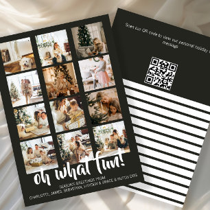 Oh What Fun Photo Christmas Personalized QR Code Holiday Card