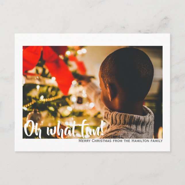 Oh What Fun Photo Merry Christmas Personalized Postcard (Front)