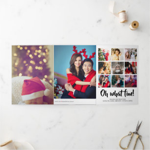 Oh What Fun Photo Personalized Christmas Tri-Fold Holiday Card