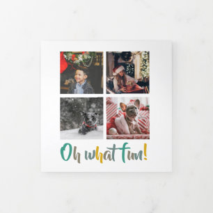 Oh What Fun Photo Personalized Christmas Tri-Fold Holiday Card