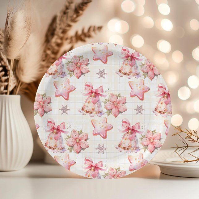 Oh what Fun pink Christmas cookie birthday party Paper Plate (Creator Uploaded)