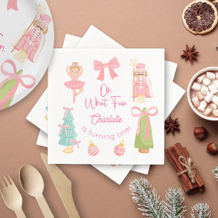 Oh What Fun Pink Nutcracker Birthday Napkin