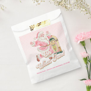 Oh What Fun-Pink Retro Santa Claus Themed Birthday Favour Bag