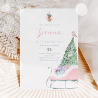 Oh What Fun Pink & Silver Winter Sleigh Birthday