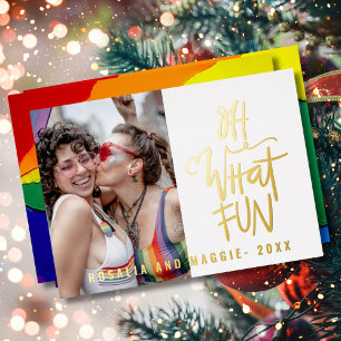 Oh What Fun Real Foil Photo Holiday Card