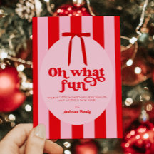 Oh What Fun Red Pink Retro
